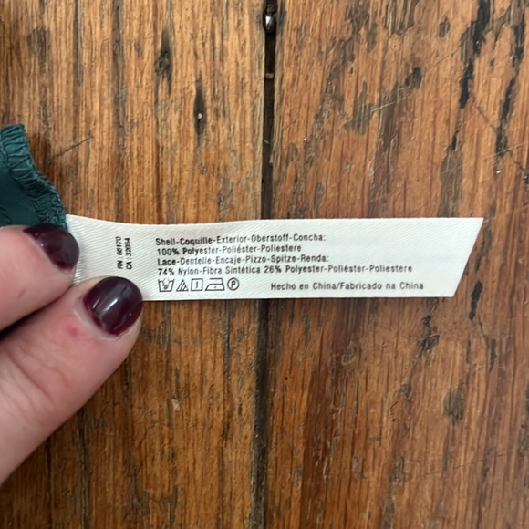 Teal silk Cami with lace - Picture 7 of 7